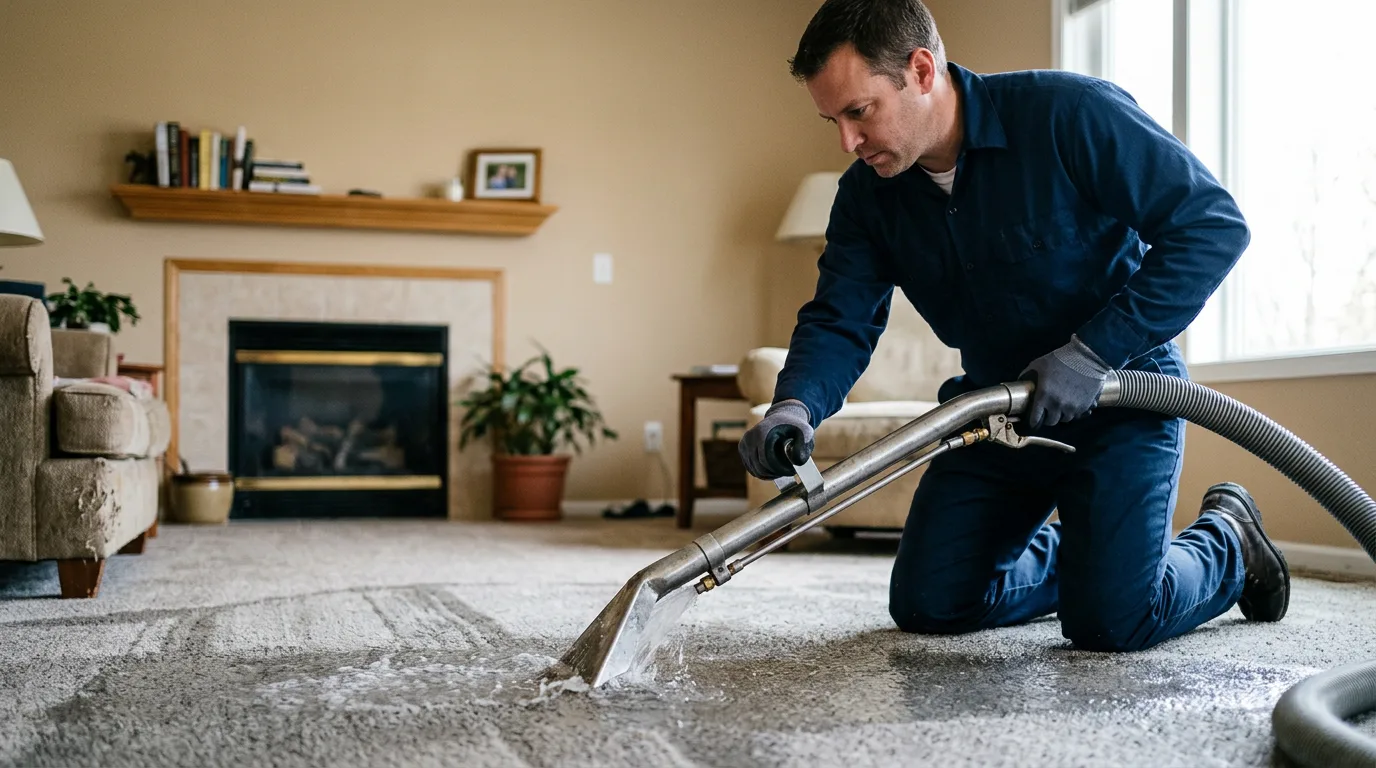 Water damage restoration technician working near Perkins, OK